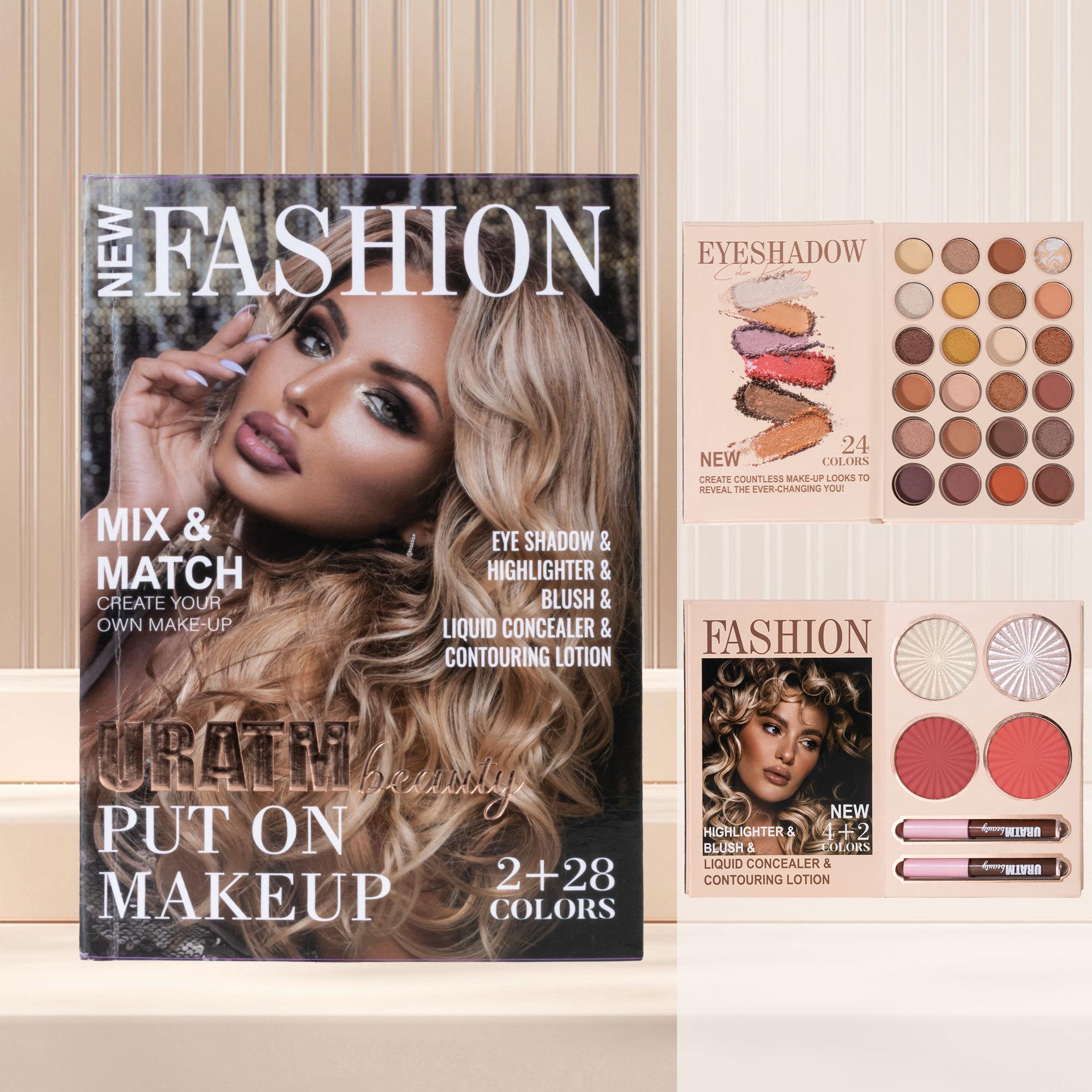 

Палетка для макияжа «Все в одном» 30 цветов с матовыми и мерцающими тенями для век, румянами, хайлайтером и блеском для губ 24 x 1.2g + 4 x 8g + 2 x 4ml