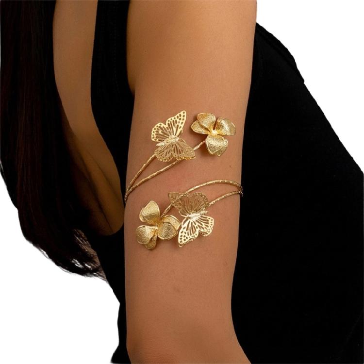 Unique Bohemian Inspired Arm Jewelry With Artistic Hollow Butterfly Details In Multiple Colors Season Floral Bangle