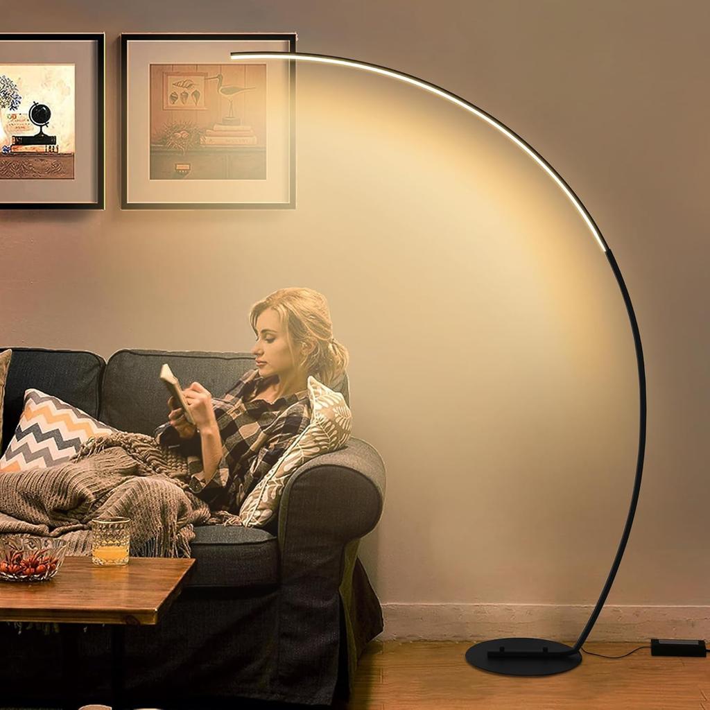 67in Dimmable LED Floor Lamp, 3 Color Temperatures, Remote Control, Modern Living Room & Bedroom Ambient Lighting