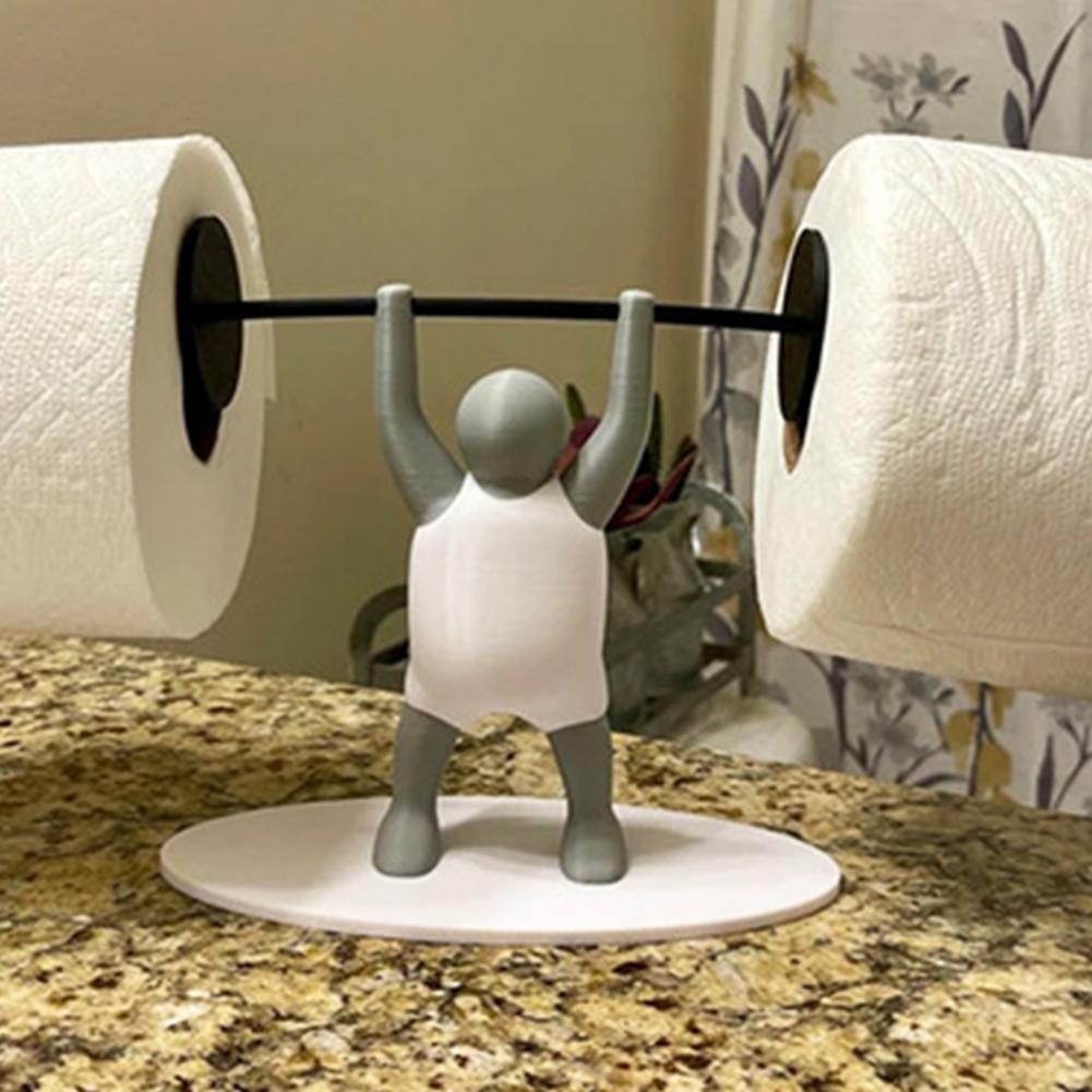 3d Printed Weightlifter Toilet Paper Holder Barbell Lifter Roll Holder Funny Fitness Gift For Gym Enthusiasts
