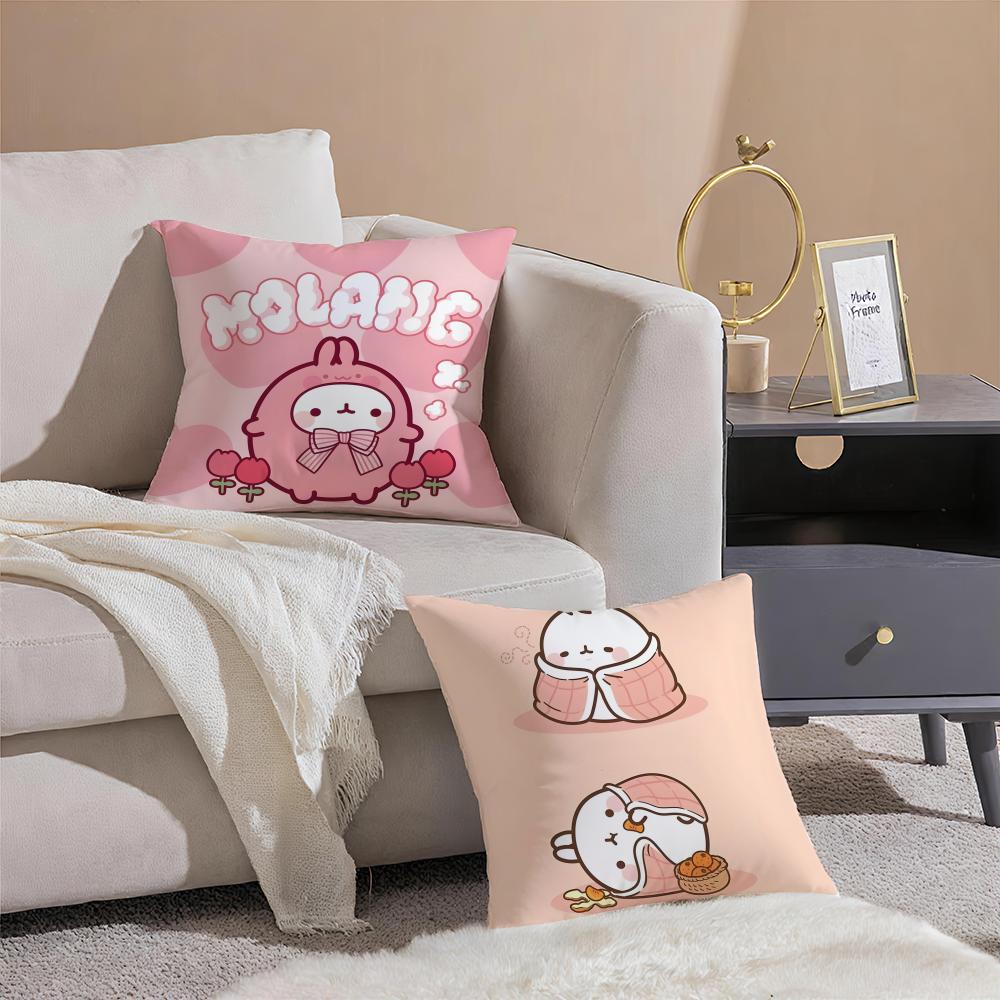 Cute MMolang Cushion Cover Pillowcase Short Plush Invisible zipper Room Sofa Cushion Cover