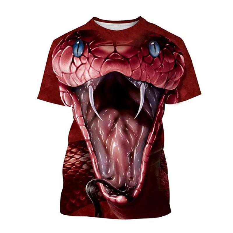 Summer animal snake 3D printed T-shirt men s and women s casual short sleeved T-shirt Harajuku top men s style 5XL