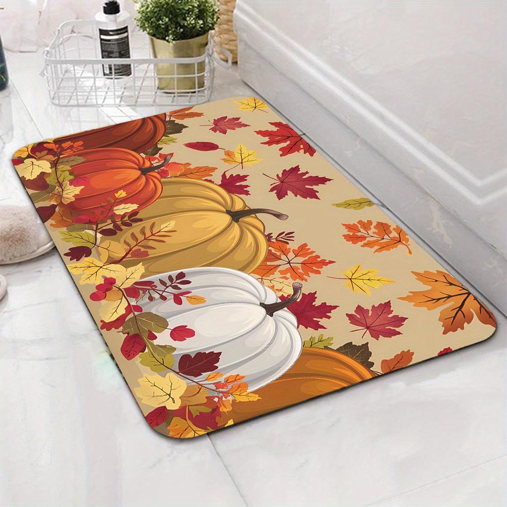 Thanksgiving Carpet Pumpkin Maple Leaf Carpet Kitchen Rug Long Carpet Doormat Living Room Bedroom Sofa Soft Floor Mat