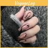 Wearable Grid Pattern Nail Stickers 24pcs Long Style Simple European And American Style Nail Decals