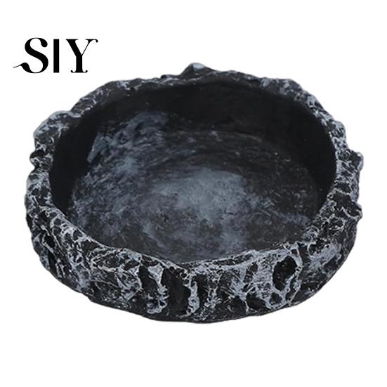 Natural Habitat Reptile Food Dish Feeding Realistic Stone-Like Water Bowl Terrarium Imitation Rock Texture Corner for Bearded Dragons Lizard