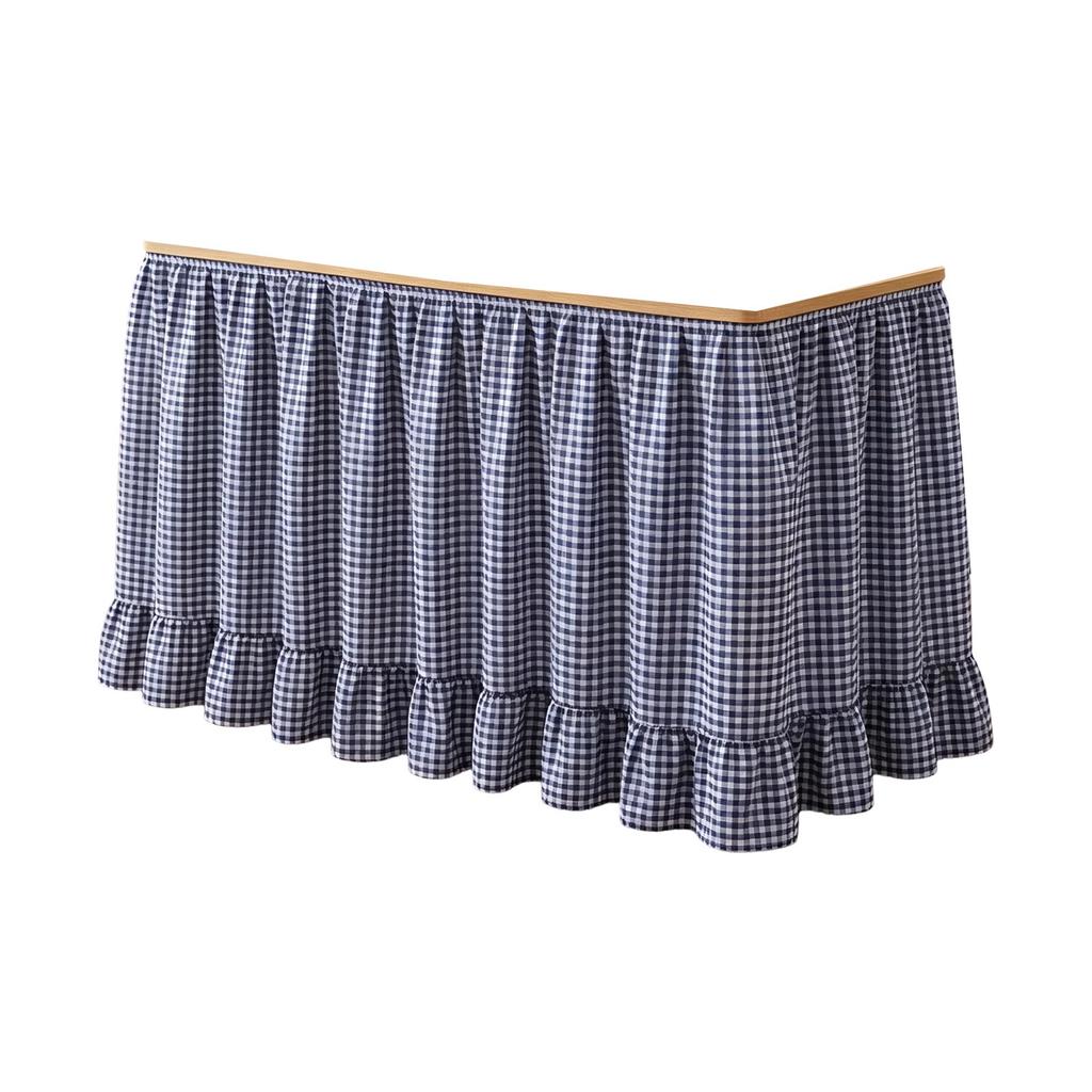 Table Skirt with Hook and Loop Fastening, Plaid Ruffle Design for Wedding Party Hotel Decoration