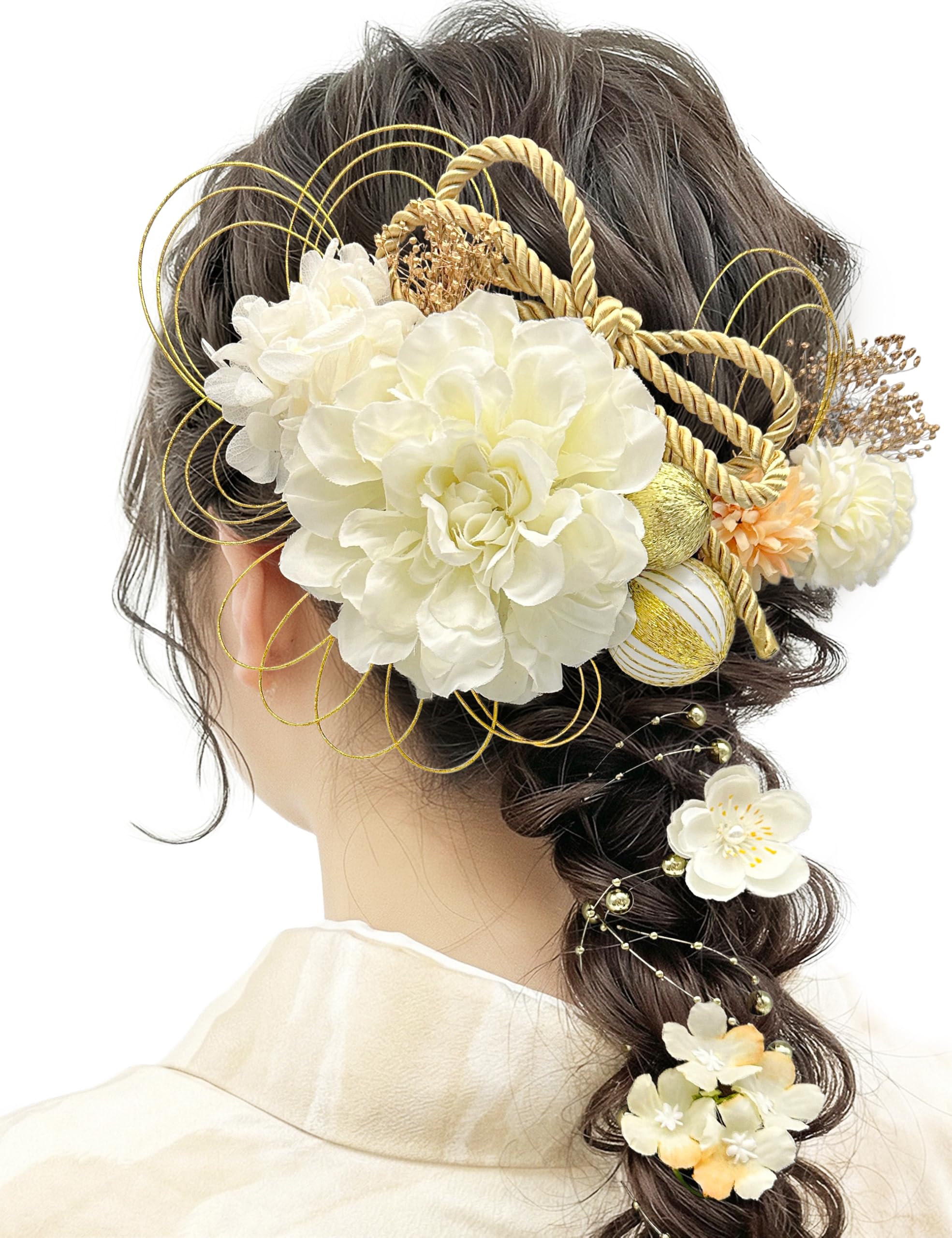 

[JZOON] Coming-of-Age Ceremony Hair Ornament - Dahlia Dried Flower - Graduation Ceremony - Hakama - Furisode - Kimono - Japanese Clothing - Baby s