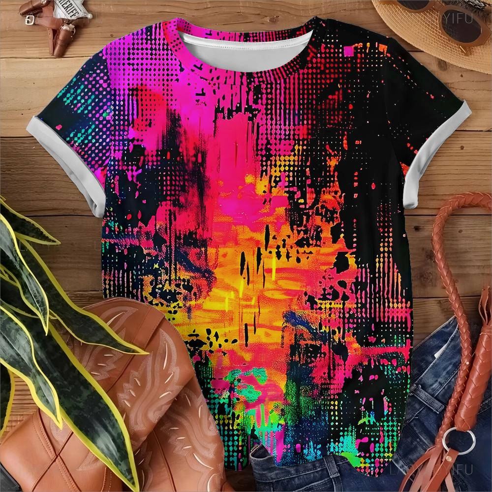 Creative Women's T-shirt Casual Fashion Comfortable Pattern 3d Print Multi-color Short Sleeve Daily Versatile Top