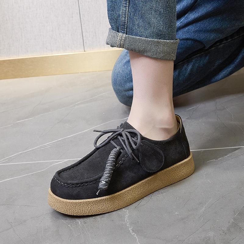 Retro Casual Men Shoes Suede Leather Loafers Male Sneakers Comfor Soft Sole Driving footwear Fashion no slip Walking Flats