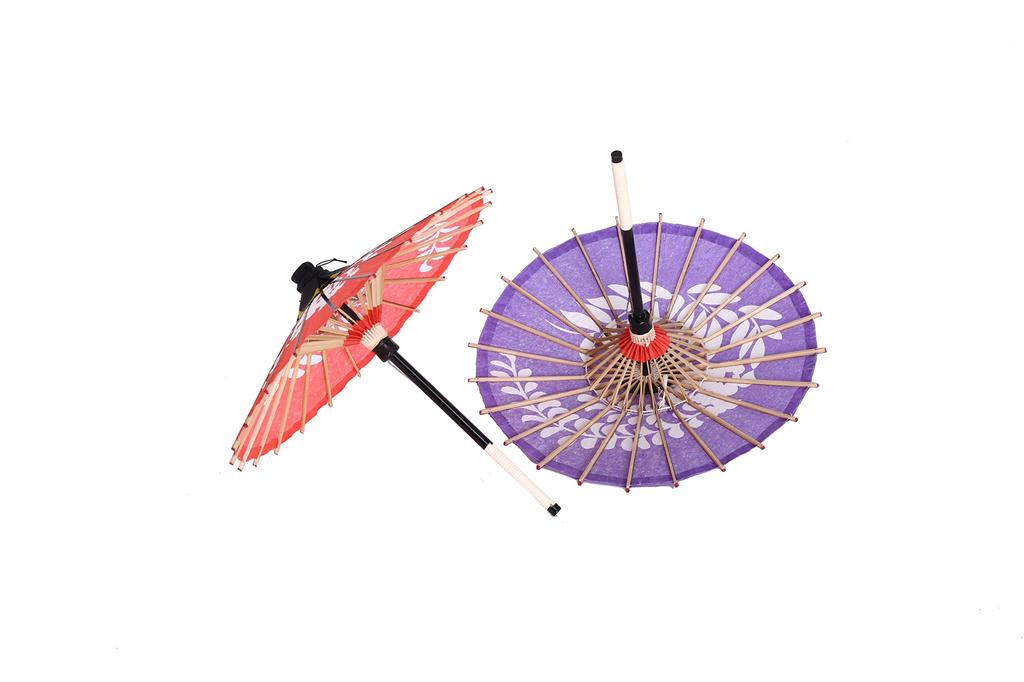 Yamamoto Bamboo Craft Shop Mini Japanese Umbrella Set - Purple Wisteria & Red Wisteria - Traditional Japanese Umbrella - Home Decor, Gift Umbrella (Pu