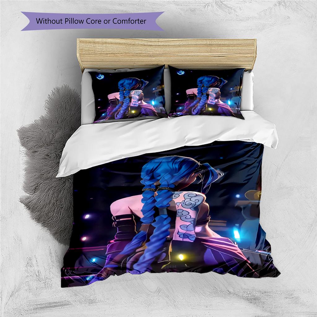 Set Copripiumino Trapuntato con Motivo Anime Federe Decorazione Casa Regalo di Compleanno (1 * copripiumino + 2 * federa, senza nucleo)