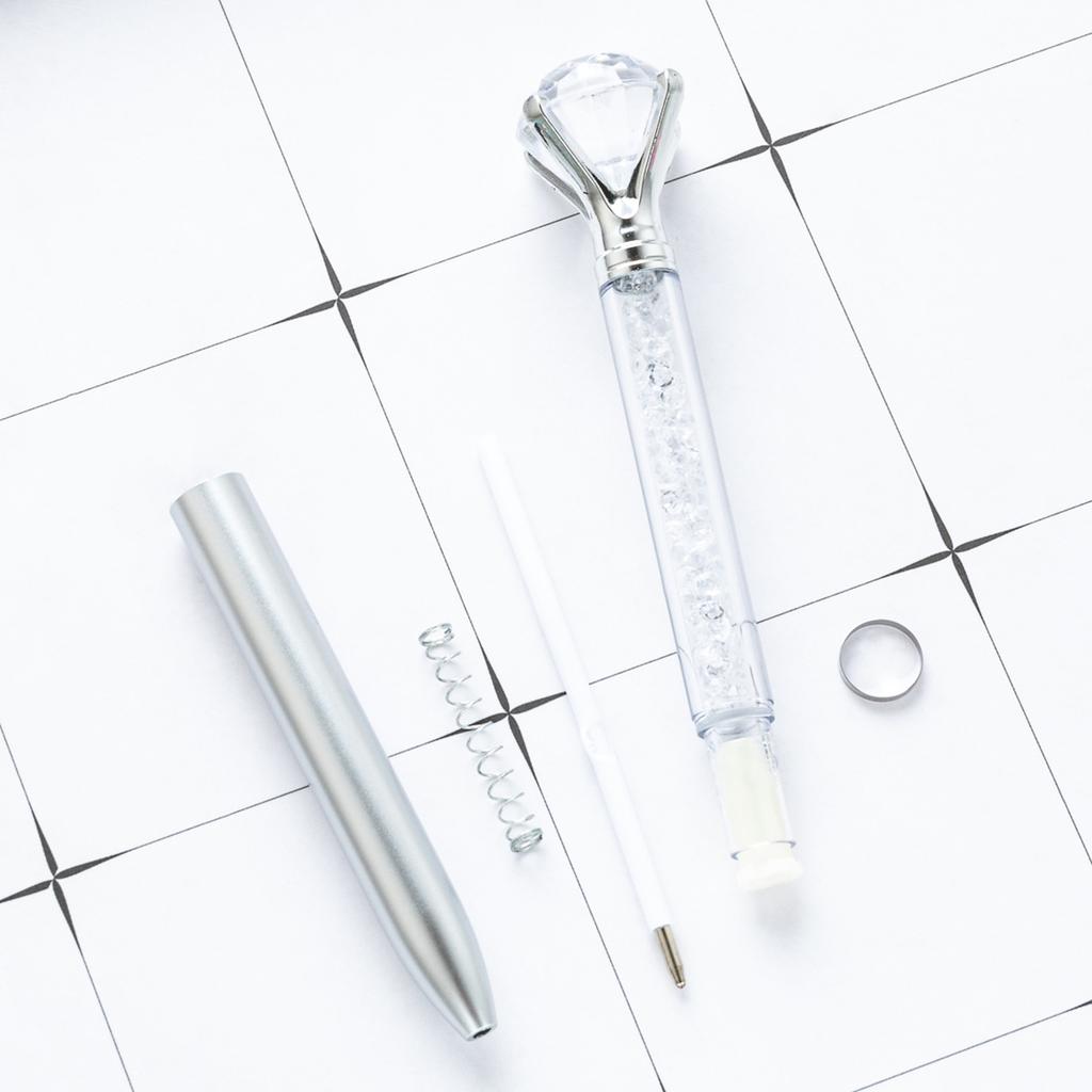 Large Diamond Ballpoint Pen Crystal Rotating Black Refill Pen Imitation Metal Luxury Office Oil Ball Point Pen School Supplies