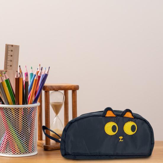 Pencil Case Cartoon Pen Pouch 3D Embroidered Cat Capybara Pen Holder Large Capacity School Stationery Organizer for Kids Teens Students