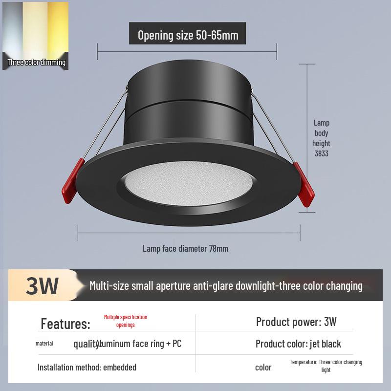 2-Inch Recessed Spotlight: Small Downlight for Ceiling In Living Room, Bullseye Hole Design, Opening Size 55.5cm X 606.5cm