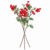 Red Artificial Berry Picks 7 Fork Branch Frosted Green Leaves Holly Berry Branches Christmas Picks Flexible Stem Plastic Berries