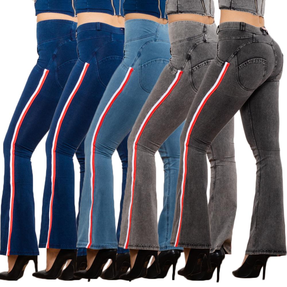 

Shascullfites Melody Jeans Push Up Effect Skinny Jeans Sexy Lift Striped Flare Jeans Women s Denim Pants XS