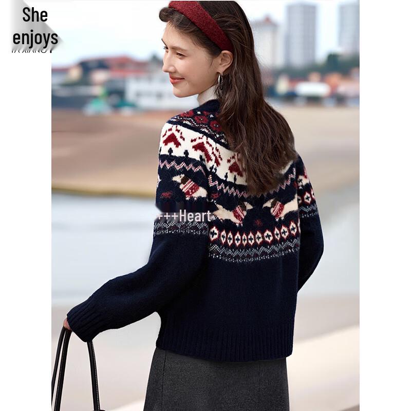 Women's Fair Isle Jacquard Round Neck Knit Sweater