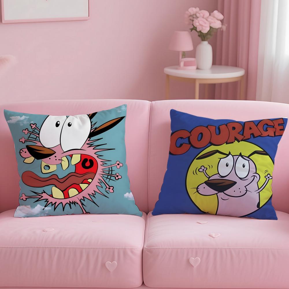 Cartoon Courage the Cowardly Dog Cushion Cover Soft & Easy-Wash Pillow Case – Versatile for Couch, Bed, Travel and Office