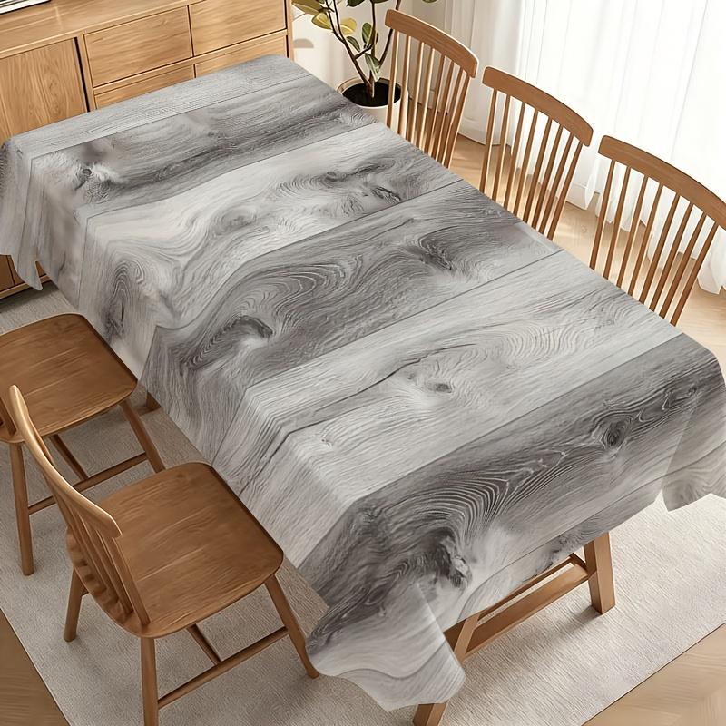 Party-Tischdecke/Tischdecke „Rustikale graue Holzmaserung Tischdecke mit natürlichen Knoten und texturierten Dielen, strapazierfähiges Polyester, kein Strom benötigt, Perfekt“