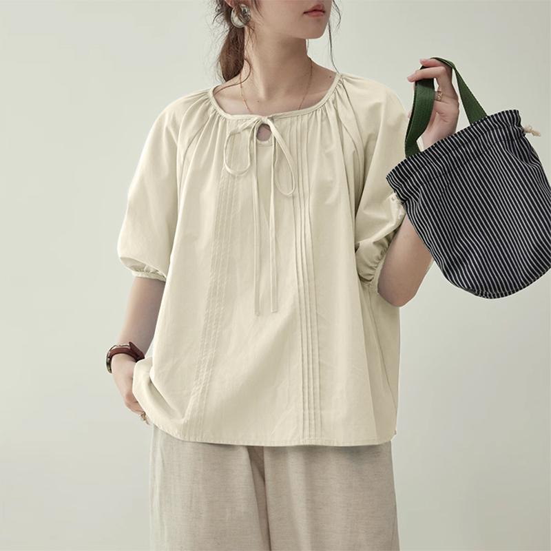 ZANZEA Women Summer Round Neck Half Sleeve Loose Casual Blouse