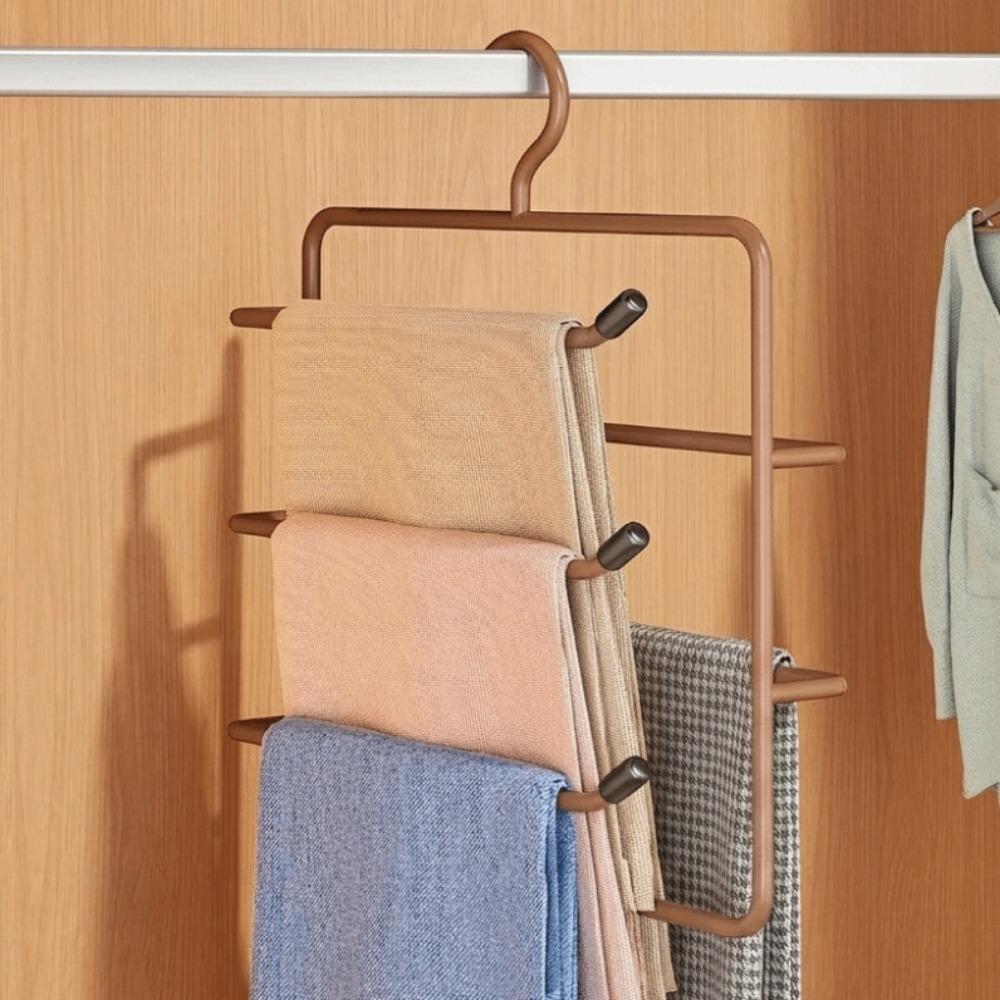 Hanging Pants Hangers Non Slip Scarf Tie Rack Durable Multi-Layer Trouser Racks Wardrobe кофейный