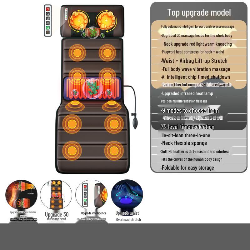 Portable Full-Body Massage Mat: Multi-Function Electric Massager for Cervical Spine and Waist with Kneading & Folding Features