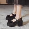 Summer new Mary Jane women's shoes thick heel platform uniform single shoes high heels women's retro
