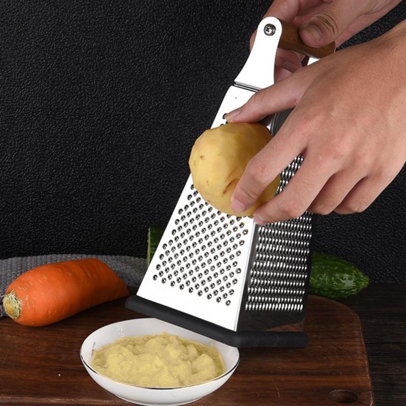 Professional Cheese Grater,Stainless Steels Metal Box Grater with Handle,4 Side Handheld Kitchen Food Shredders Potato