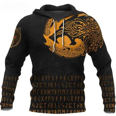 Módní pánské sportovní oblečení 3D tištěná vikingská klasická mikina s kapucí jaro a podzim mikina hip hop punk nadměrné mikiny