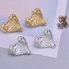 Irregular Personality Love Jewelry Stainless Steel Heart Ear Studs For Women Men Accessories Real Gold Plated Earrings Piercing