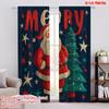 2pcs,2D Plane Printing Curtain Popular Santa Claus & Snowy Village Versatile 100% Polyester (without Rod) Outdoor Decorations