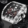 Top Brand Men's Watches Luxury Square Quartz Wristwatch Waterproof Military Chronograph Watch For Men Relogio Masculino+BOX