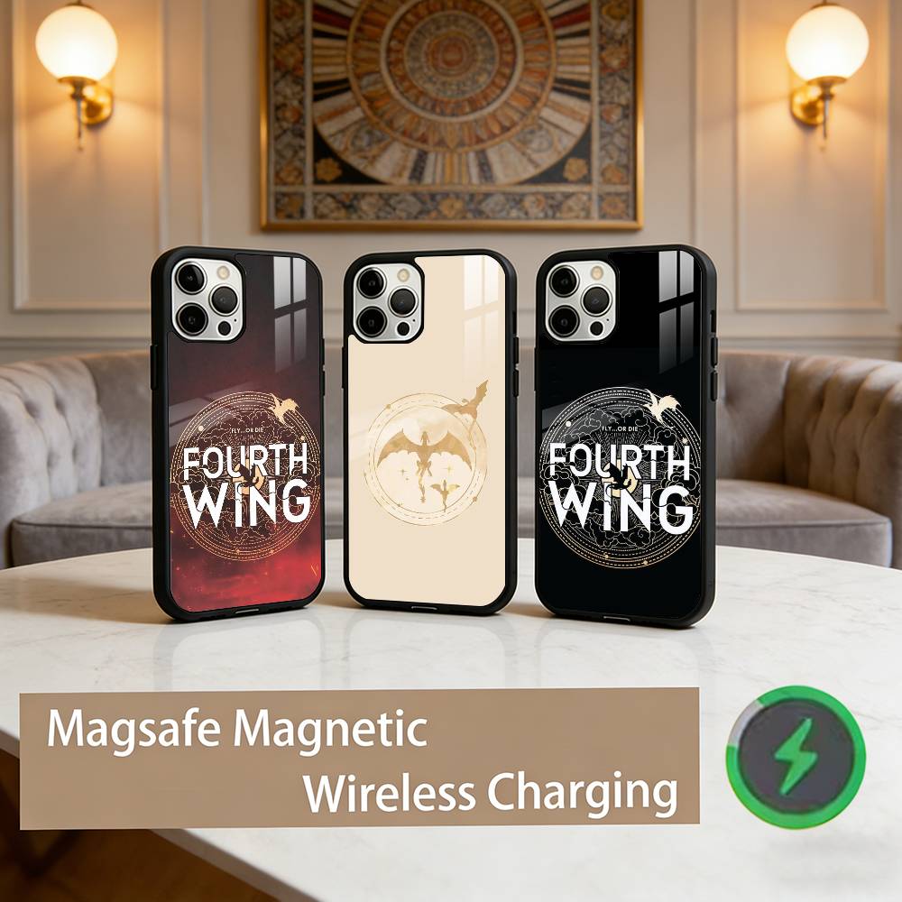 Novel Fourth Wing Phone Case For iPhone17,16,15,14,13,12,11 Plus,Pro Max Magnetic For Magsafe Wireless Charging