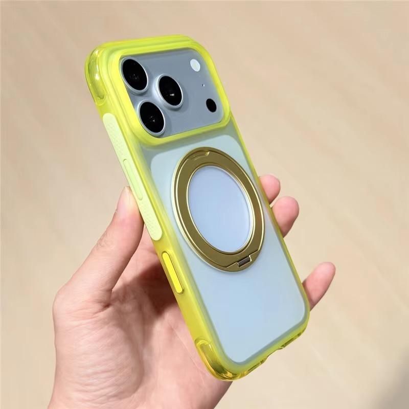 Luxury Airbag Anti-drop Magnetic Rotating Bracket Phone Case For iPhone 17 18 Pro Max For Magsafe Touch Camera Button Cover