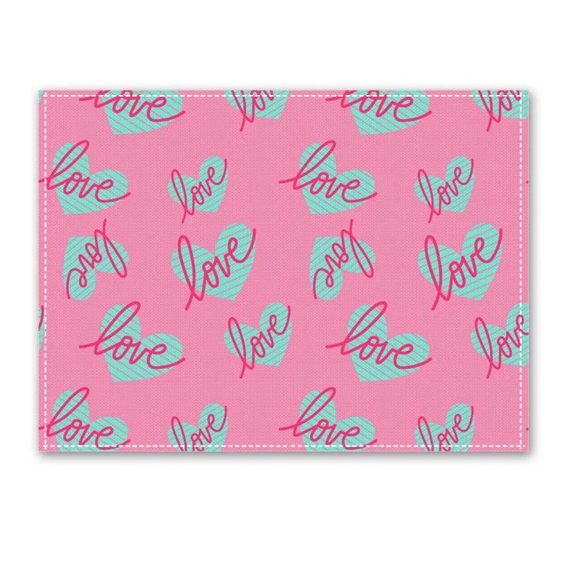 1PC Heart Placemat Dining Table Decor Linen Tableware Coaster Kitchen Accessories For Valentine's Day Couple Confession Lover