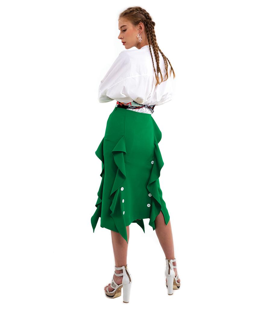 Greedius Green Ruffle Skirt