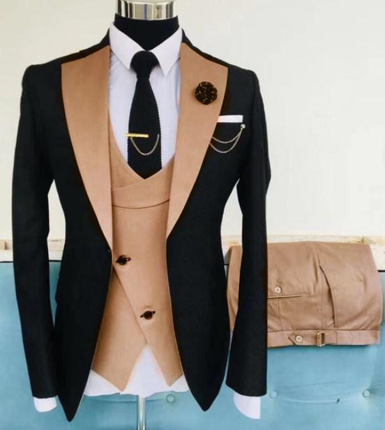 Men's Slim Fit Wedding & Business Tuxedo Suit Set with Vest & Pants