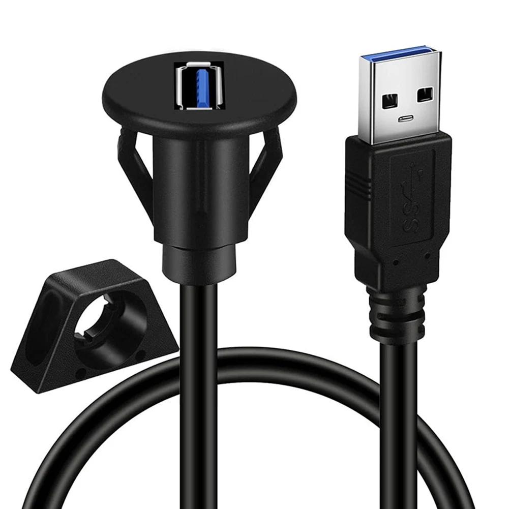 1M USB 3.0 Male To Female Flush Mount Panel Mount Extension Data Cable Flush Mount Extension Cable for Car Truck Boat Motorcycle