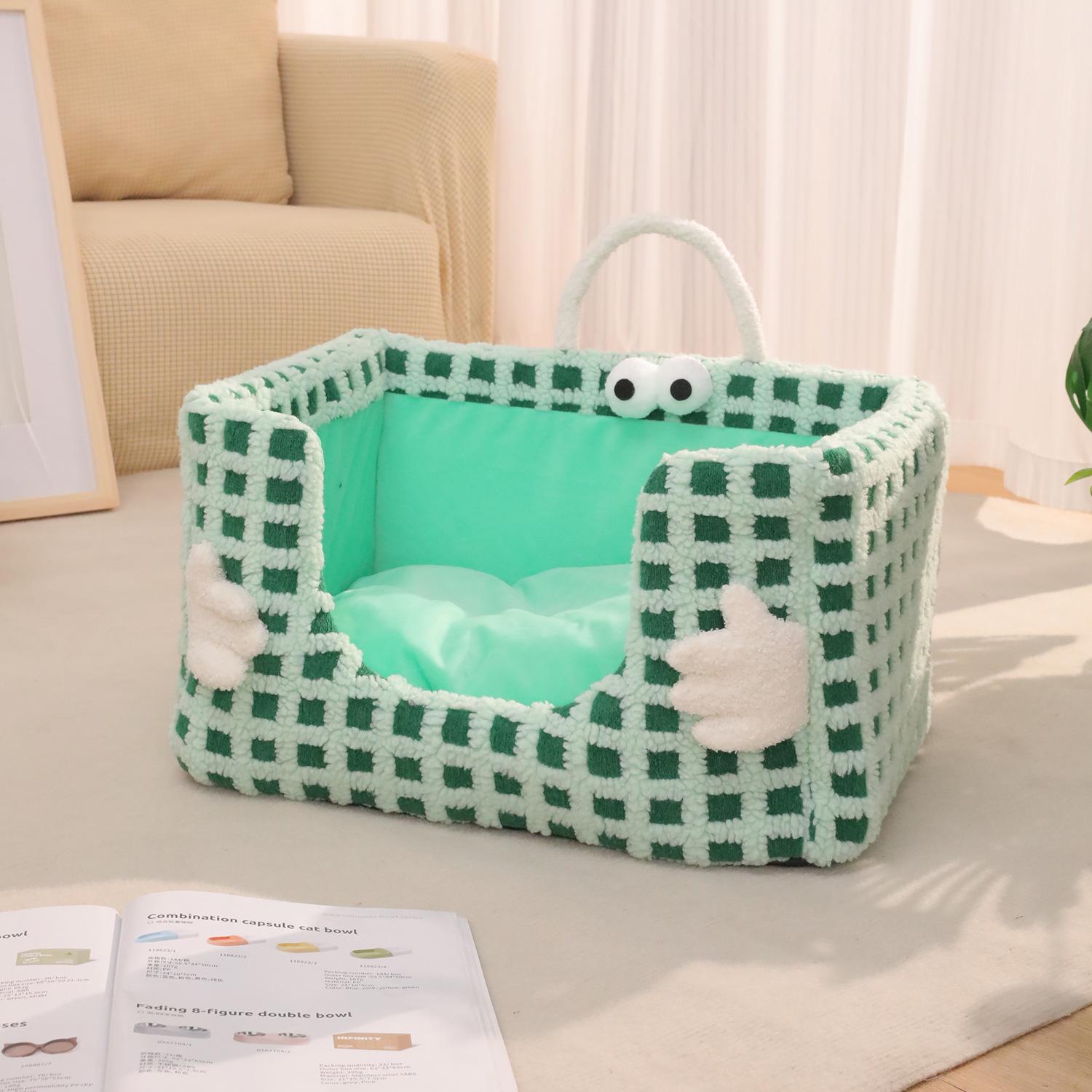 

Будка съемная и моющаяся четырехсезонная лежанка для питомца осень-зима новая губчатая лежанка Tiwege кошачья лежанка 50 * 40 * 27Cm (suitable for pets within 7.5 kg) зелёный