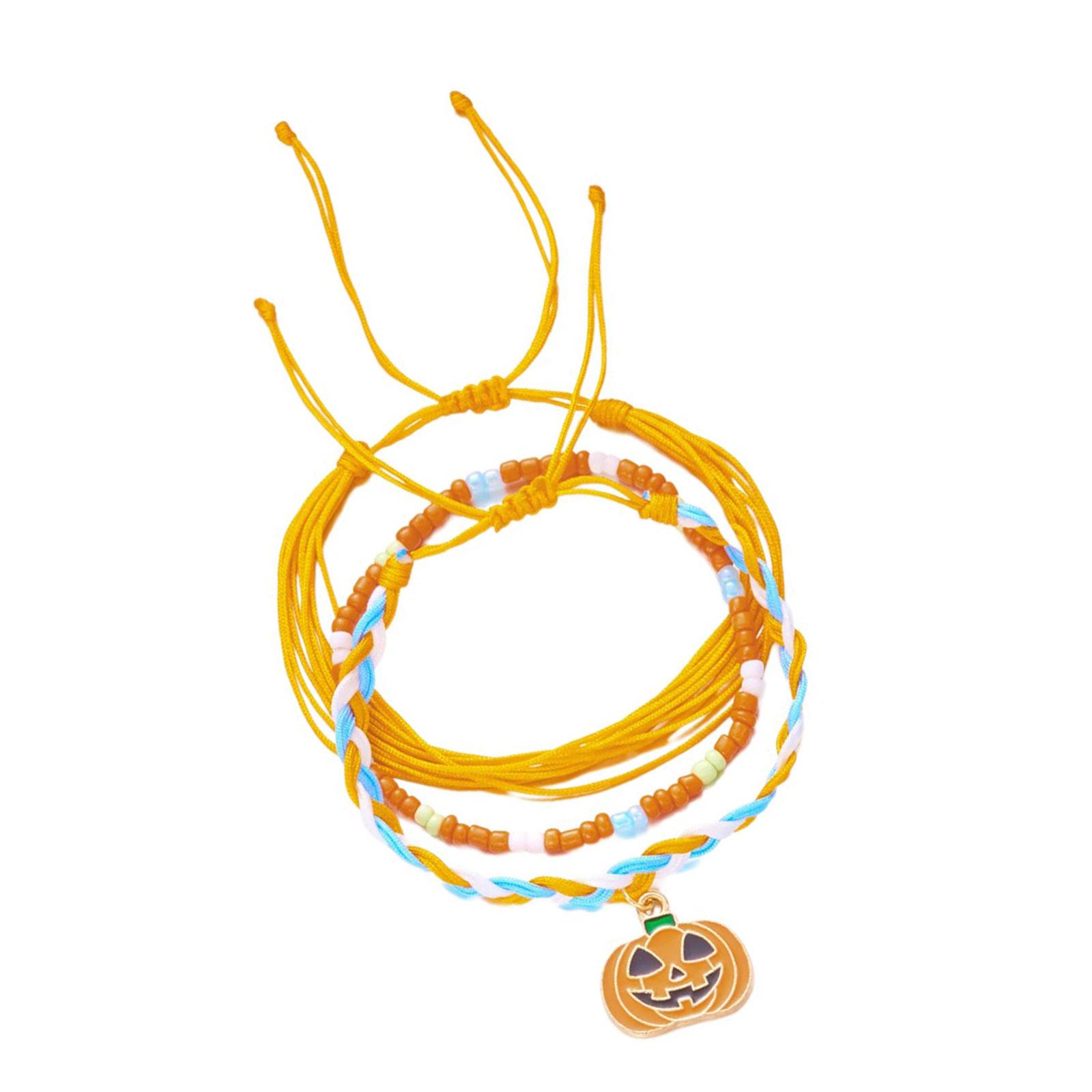 

Хэллоуин Многослойный Браслет из Бисера с Подвеской в виде Тыквы и Привидения, Красочные Рисовые Бусины, Регулируемые Сочетаемые Украшения для Женщин и Девочек оранжевый