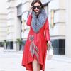 Leather jacket women's medium and long over-the-knee pu leather trench coat autumn and winter new imitation sheepskin coat large size fur coat