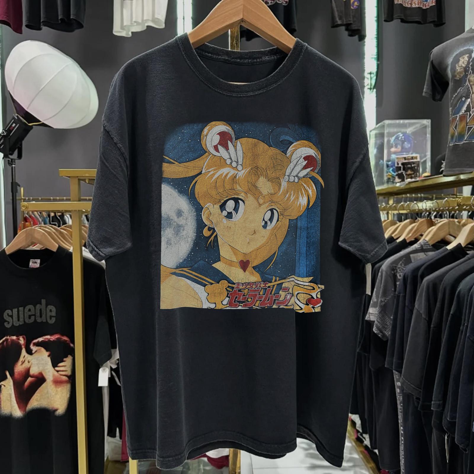 90s Sailor Moon Aged T-Shirt Black L 4XL