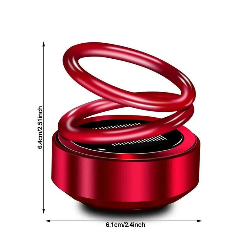 Car Solar Spinning Aroma Diffuser Aromatherapy Air Freshener Dual Ring Decor Odor Eliminator Long Lasting Vehicle Accessories