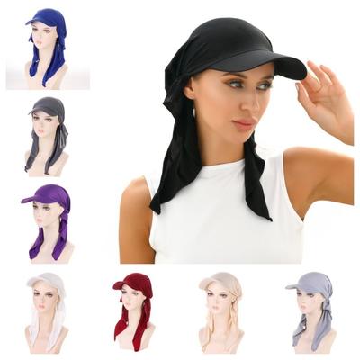 Solid Color Headscarf Baseball Cap Turban Cap Baseball Hat Sunscreen Beach Hats Nylon Sunscreen Hat Hijab Shawl Sports