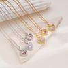 Romantic Pink Zircon Love Heart Pendant Necklace for Women Girls Stainless Steel Chain Luxury Sweet Collar Jewelry Gifts