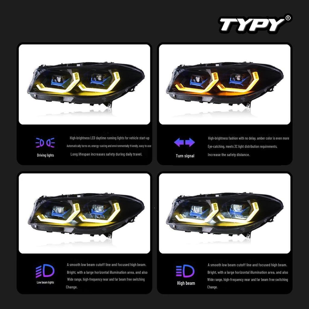 BMW 5 Series (2011-2017) F10/F18 Headlight Assembly with Modified Spoon LED DRLs & Flowing Turn Signals