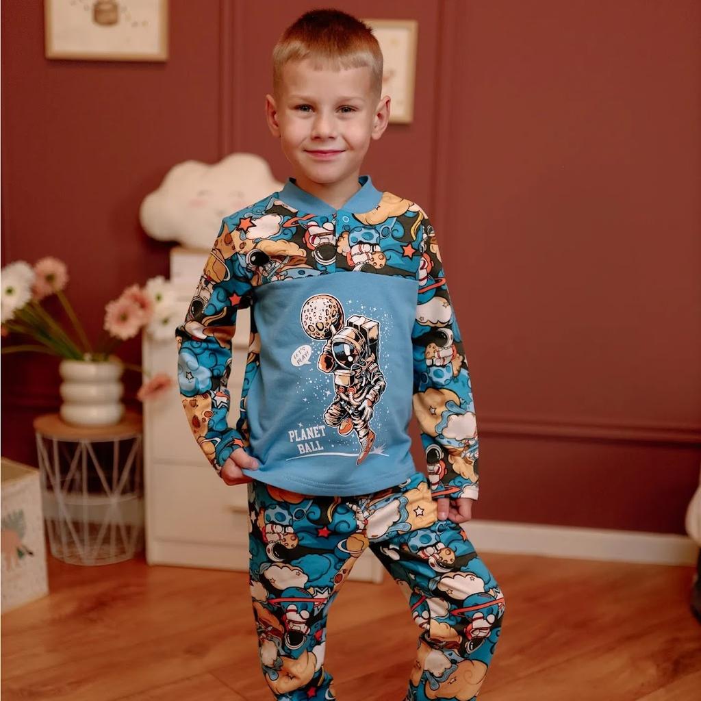 Boys’ Pajama Set – Warm Fleece Lining, Snap Top, Printed Design, Demi-season, 6077-024-33-4 HC