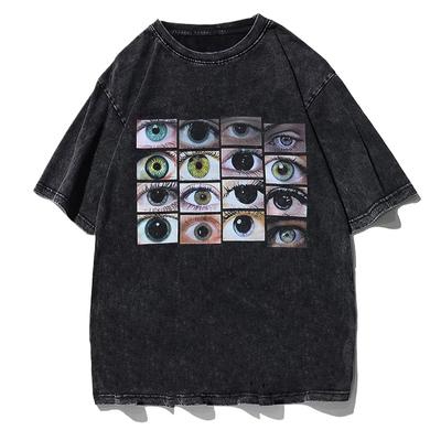 Men Hip Hop Streetwear T Shirt Eyes World Graphic Harajuku T-Shirt Cotton Casual Tshirt Summer Short Sleeve Tops