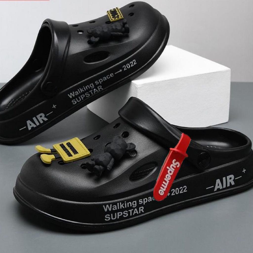 Hole Shoes Men's New Year Couple Platform Slippers Bag Head Sandals Non-slip Casual Soft-soled Beach Shoes Men