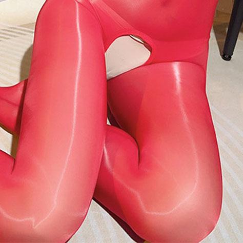 High Collar Hooded Patchwork Nylon Catsuit Shiny Bodystocking Close Open Crotch Bodysuit Tights Sexy Leotard Conjoined Jumpsuit